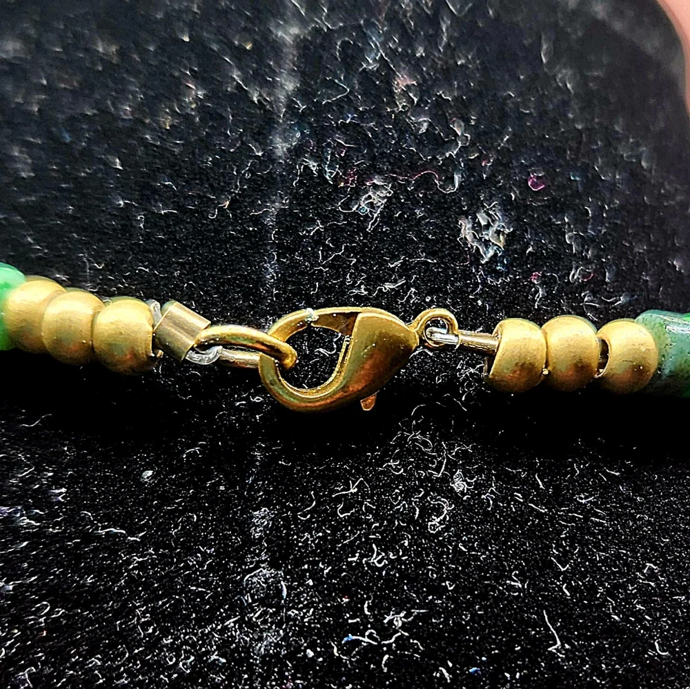 Goldstone and Brass Hamsa Charm Necklace